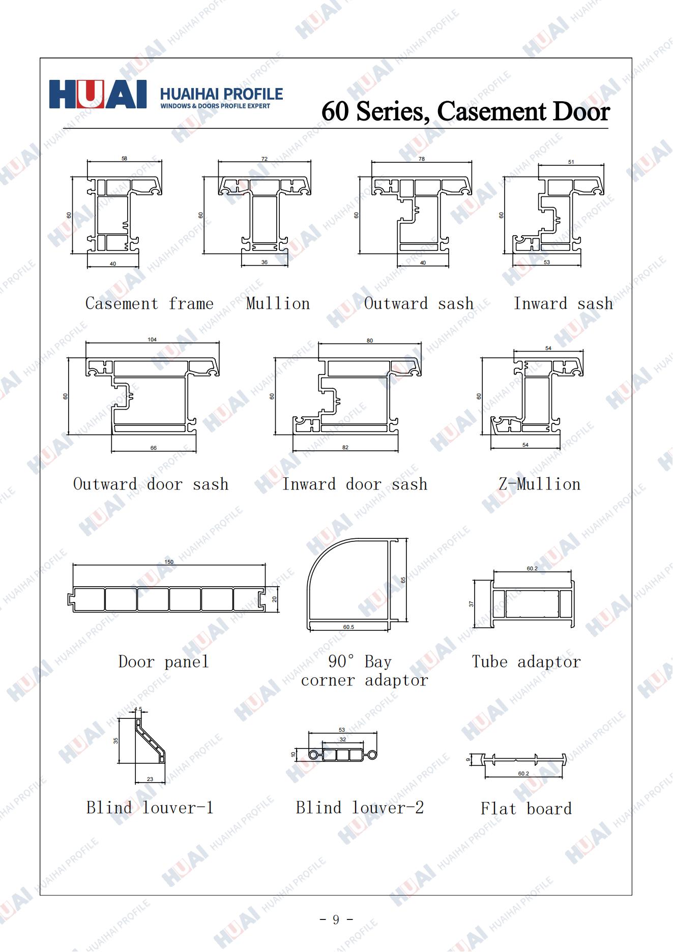 60 Series Casement UPVC Profile